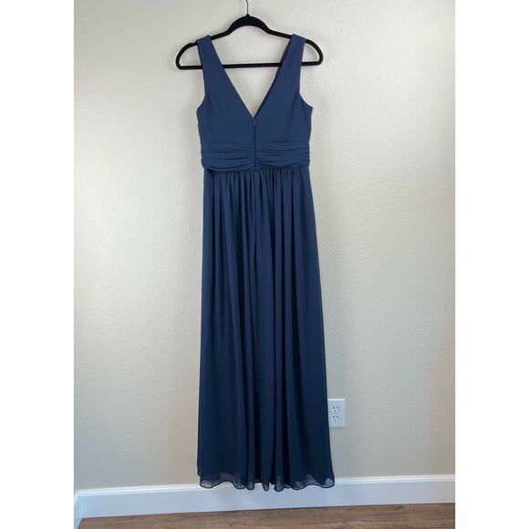 Dessy Collection Midnight Blue Sleeveless Draped Chiffon Maxi Dress 8/Small NWT - Picture 13 of 13